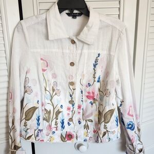 CHARLIE B Cream Button Down Shirt with Notched Collar